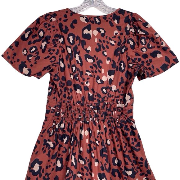 Anthropologie Maeve Somerset Maxi Dress Leopard Print Poplin Size Small Brown - Picture 9 of 16